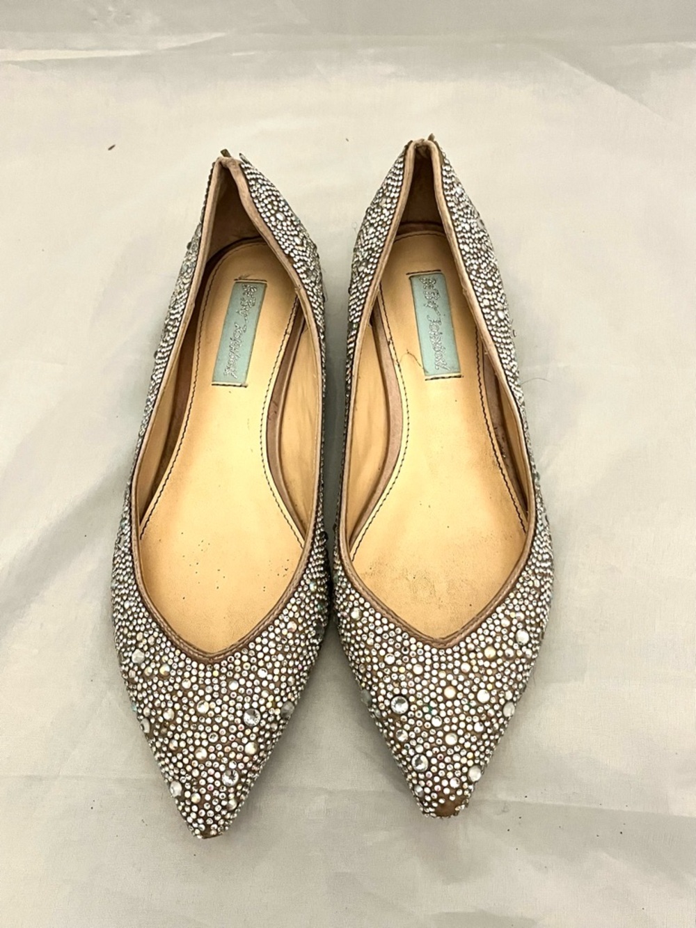 Betsey Johnson Jude Crystal-Embellished Blush Pointed Ballet Flats - Picture 5 of 13